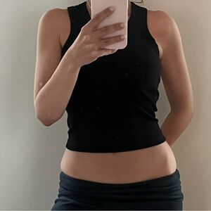 Fitted Black Ribbed Tank — Women's Sleeveless Crop Top